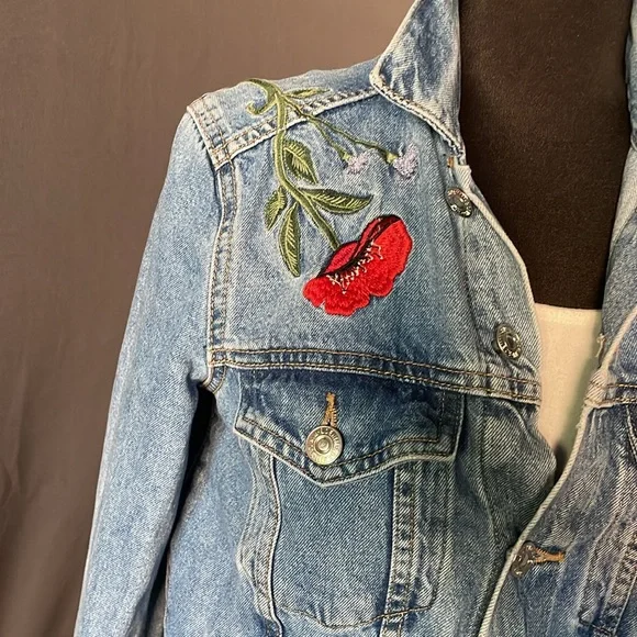 &DENIM “Liberté” Embroidered Floral Denim Jacket - Picture 7 of 14